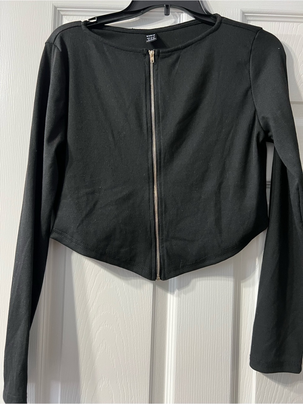 SHEIN Black Top with Gold Zip Detail